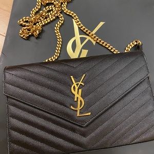YSL Black Leather Chevron Handbag